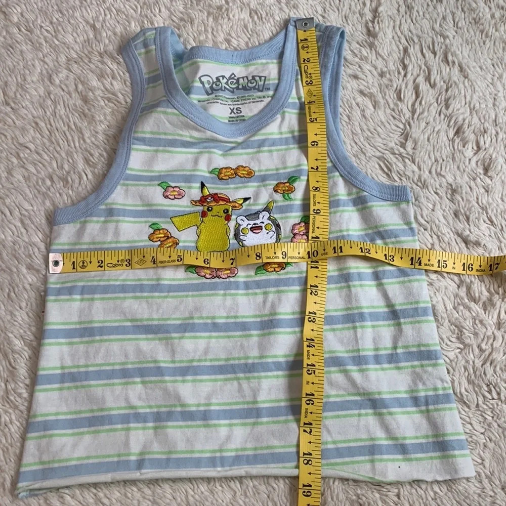 Pokémon Girls or womens striped tank top size xs Pikachu and togedemaru floral - Picture 5 of 5